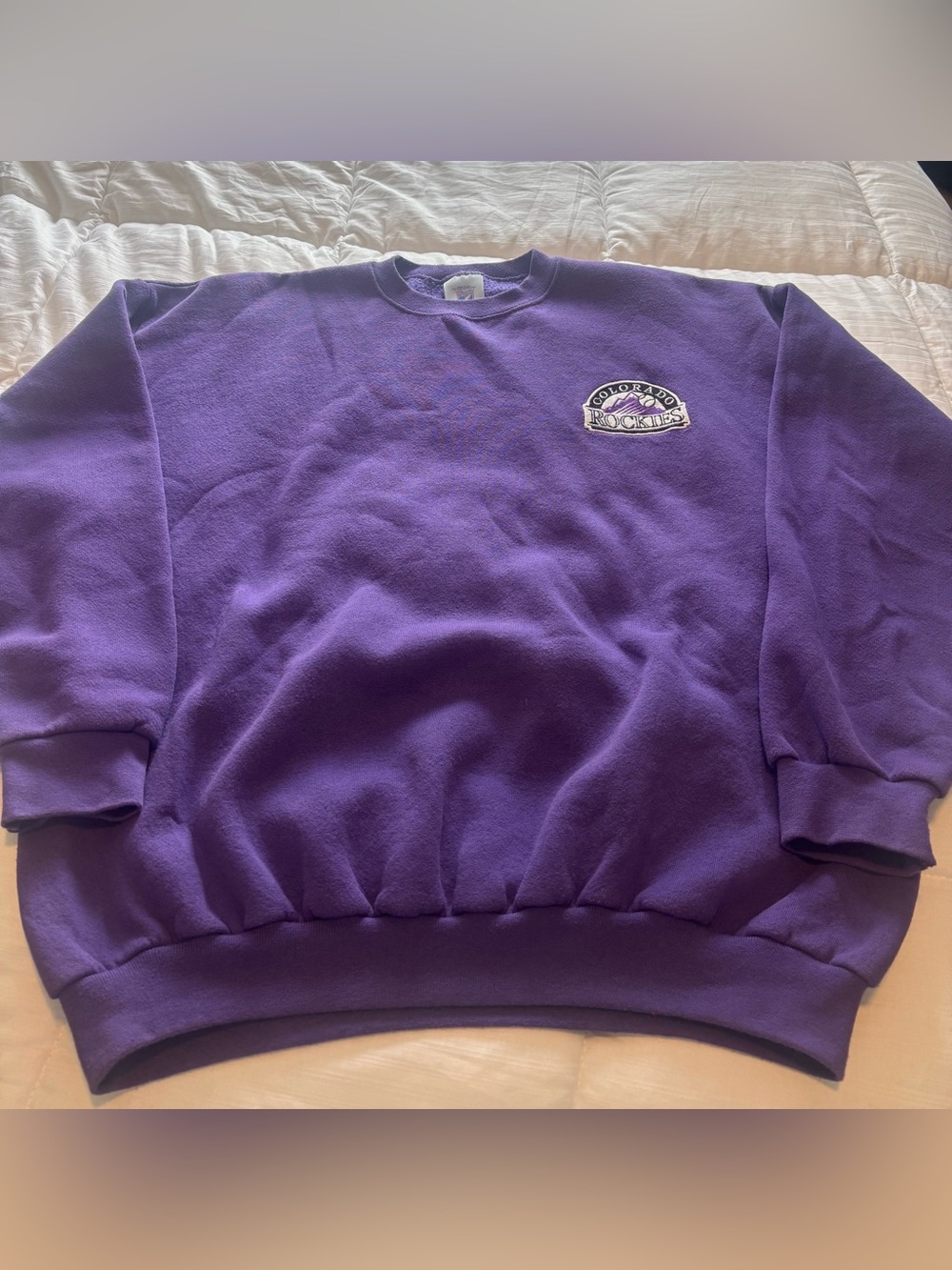 Vintage Colorado Rockies Logo 7 Embroidered Crewneck Sweatshirt Size XL